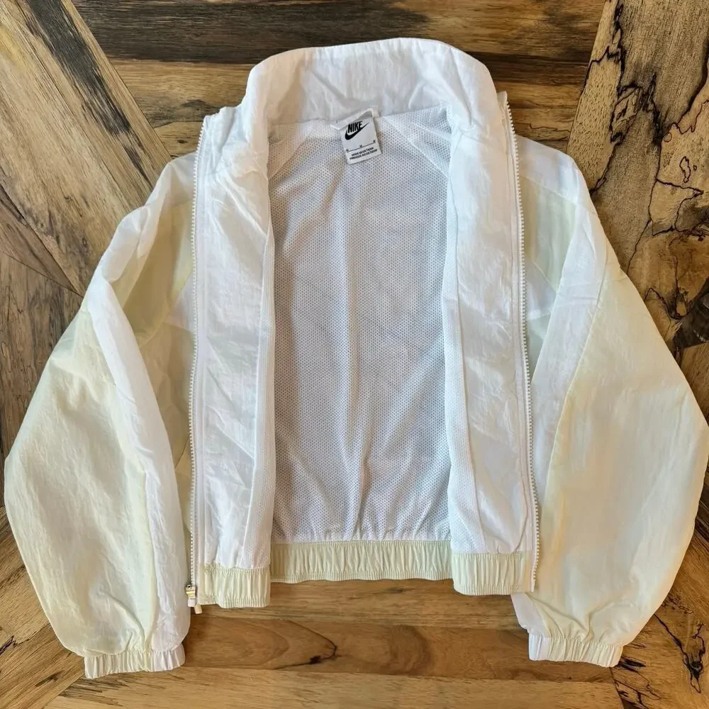 Nike Kids Crop Track Jacket Cream White Girls Youth Medium M FB1267-113